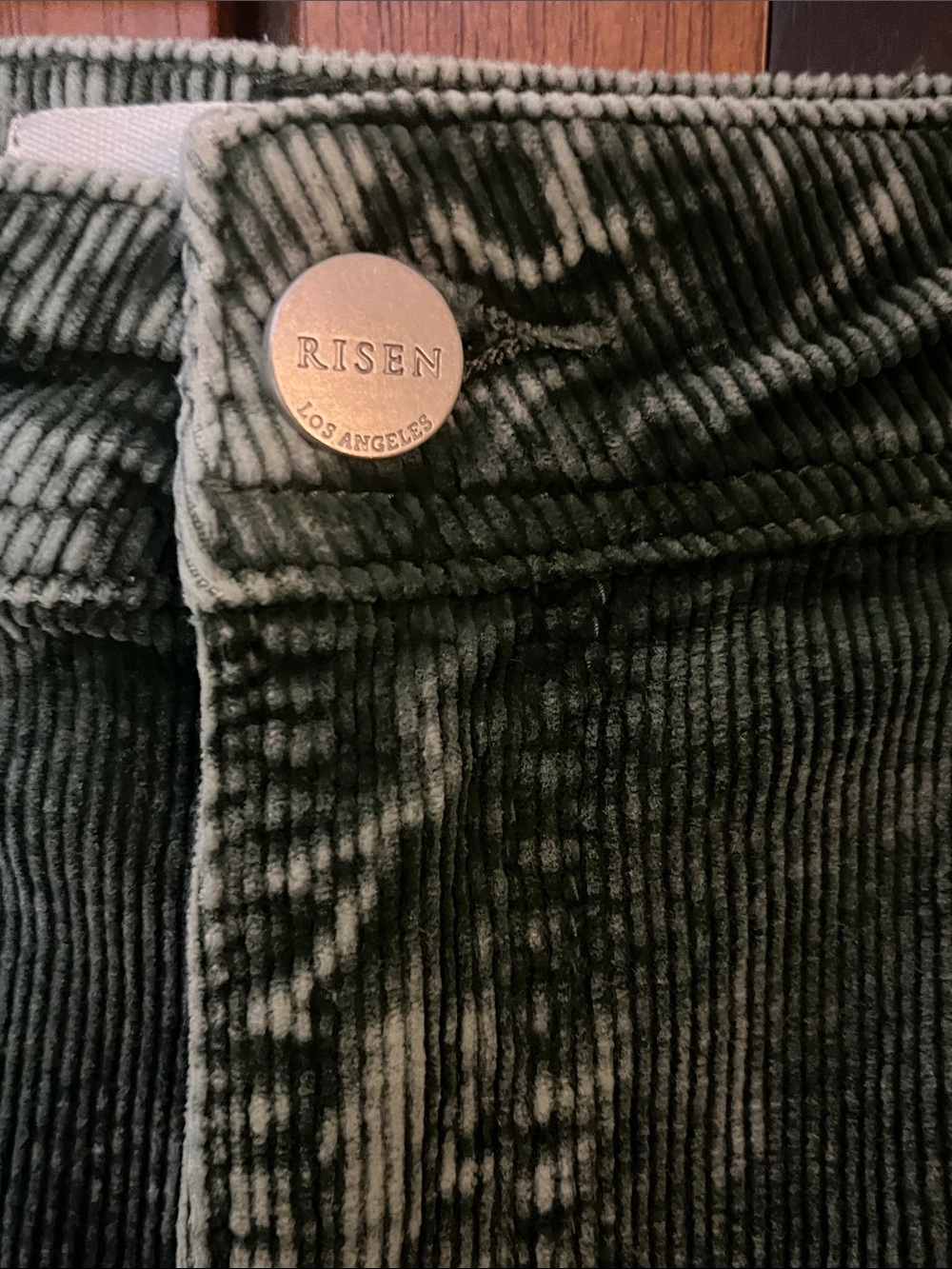 NWTRisen Washed Forest Green Pinwale Corduroy Wide Leg Pants w/Front Welt Pocket - Picture 4 of 10